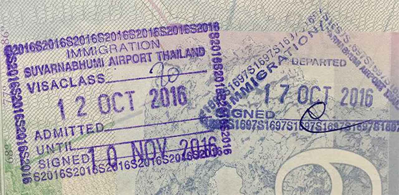 taxa de entrada na Tailândia para turistas internacionais - Visto de entrada na Tailândia com carimbo no passaporte.