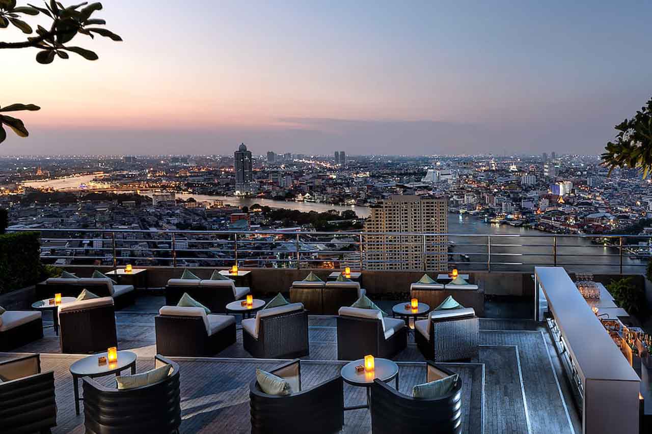 Vista do Thee Sixty Lounge Bangkok para a zona central da cidade de Bangkok - O que fazer a noite em Bangkok